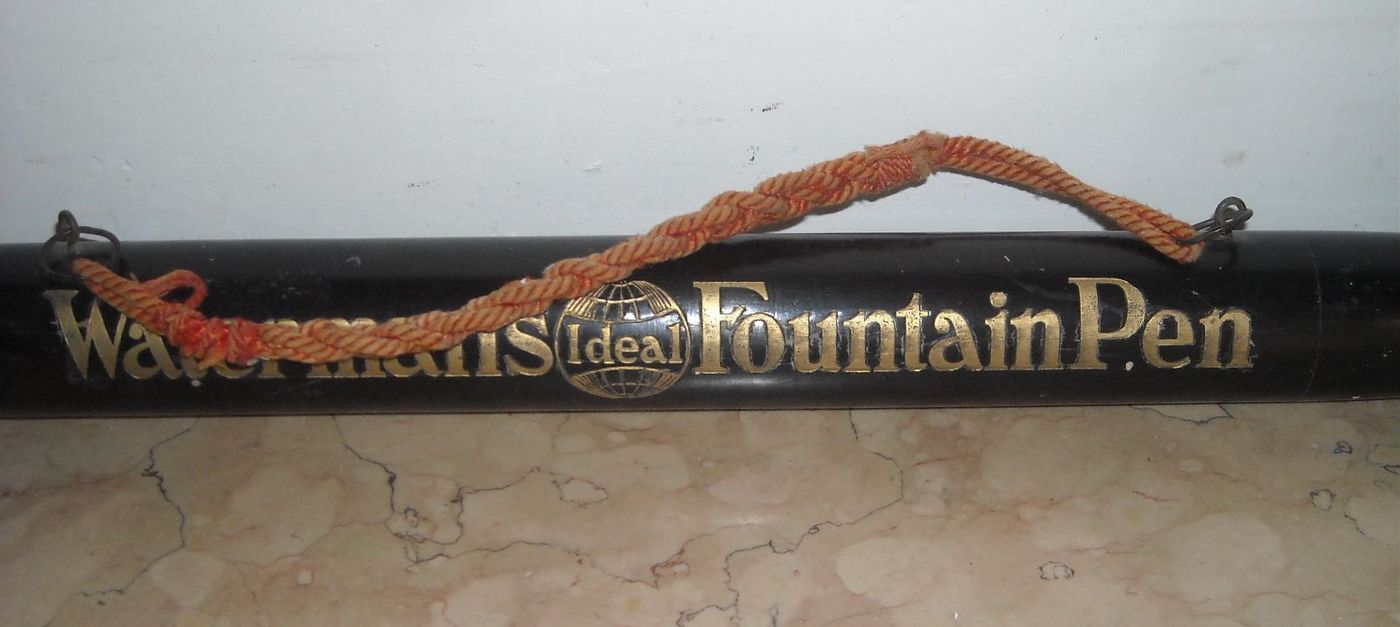 Insegna Pubblicitaria Waterman'S Ideal A Forma Di Penna Stilografica, Primo '900