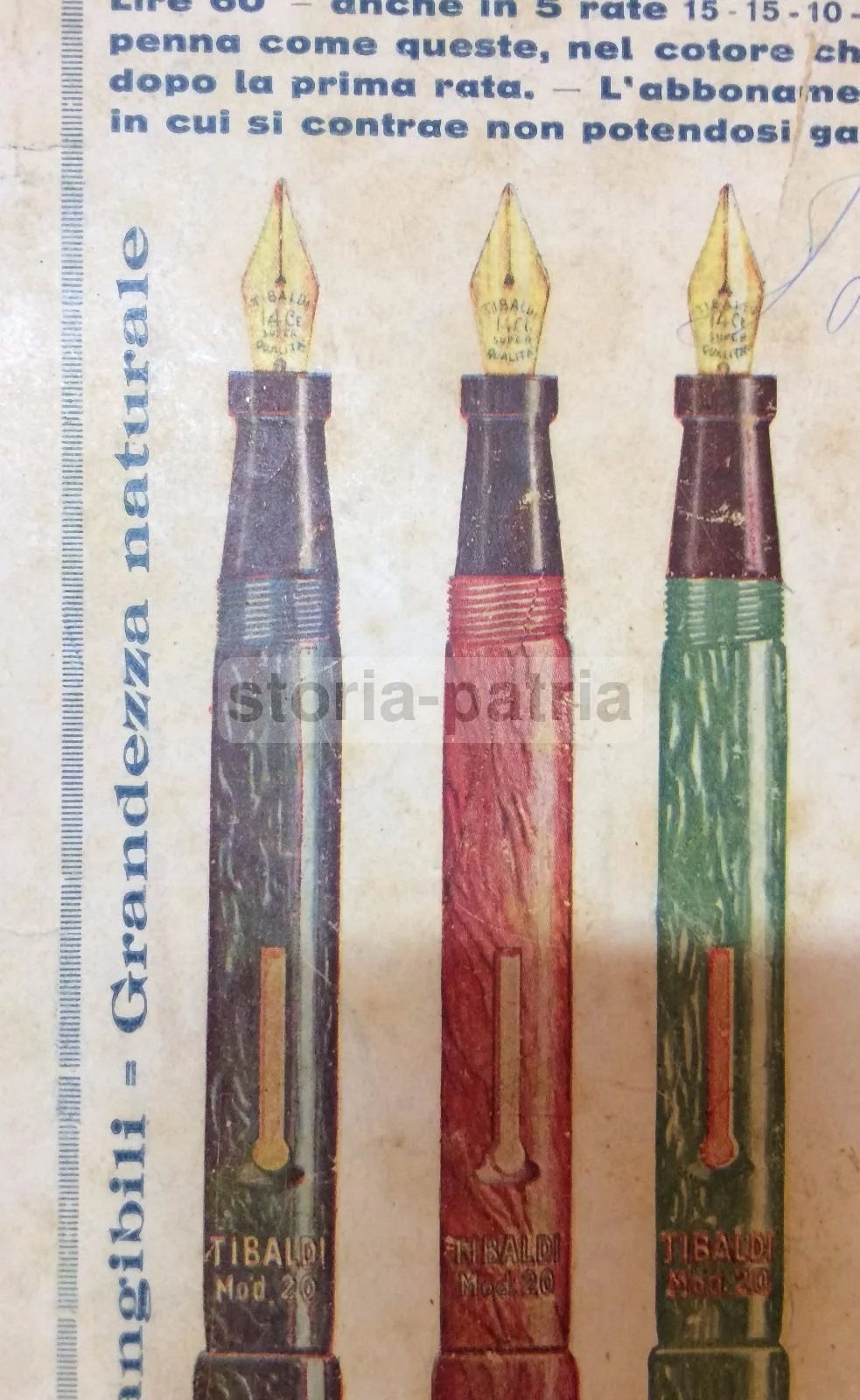 Pubblicità Antica Penne Stilografiche Tibaldi Infrangibili Anni 30