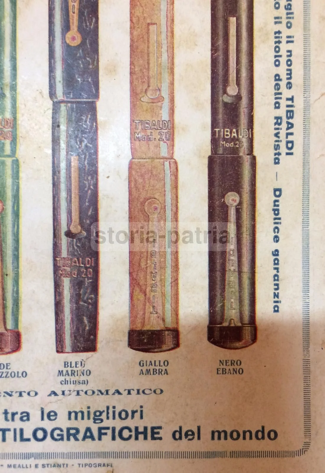 Pubblicità Antica Penne Stilografiche Tibaldi Infrangibili Anni 30