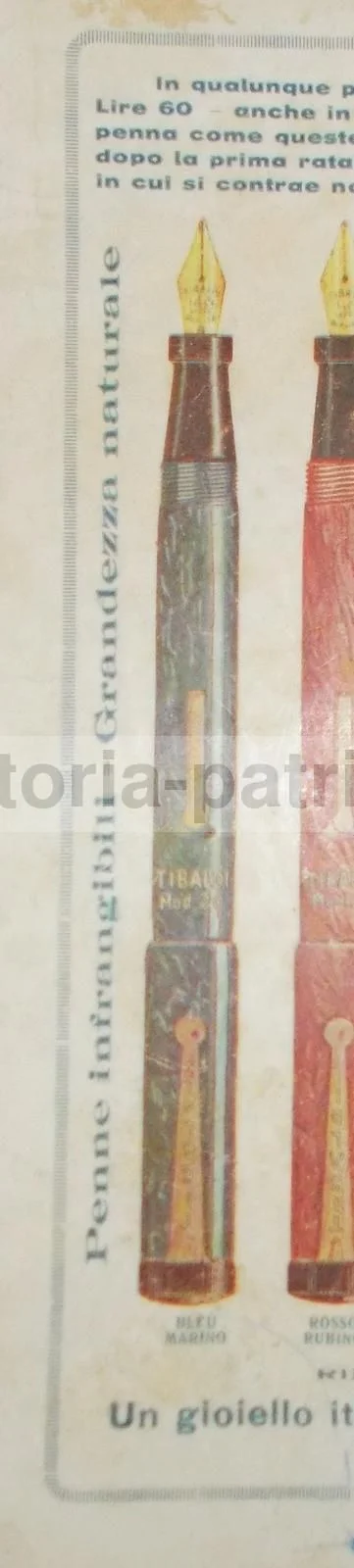 Pubblicità Antica Penne Stilografiche Tibaldi Infrangibili Anni 30