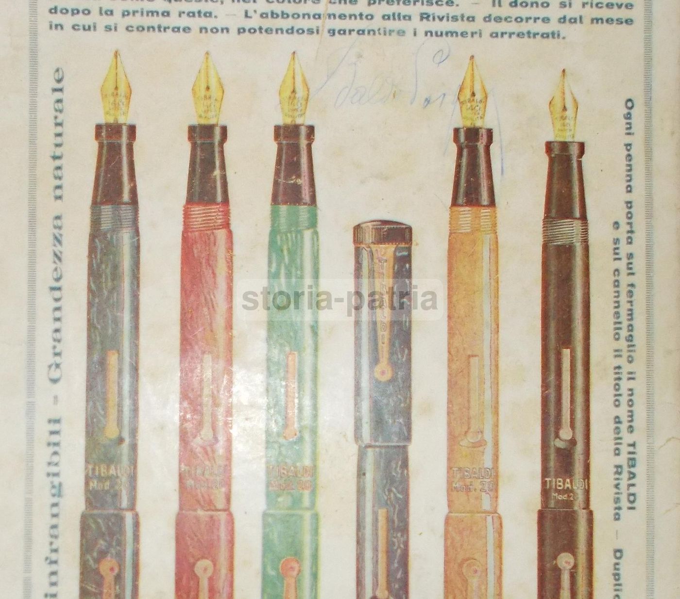 Pubblicità Antica Penne Stilografiche Tibaldi Infrangibili