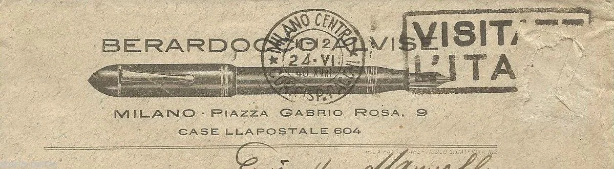 Berardocco Milan Fountain Pens Advertising Envelope, 1940