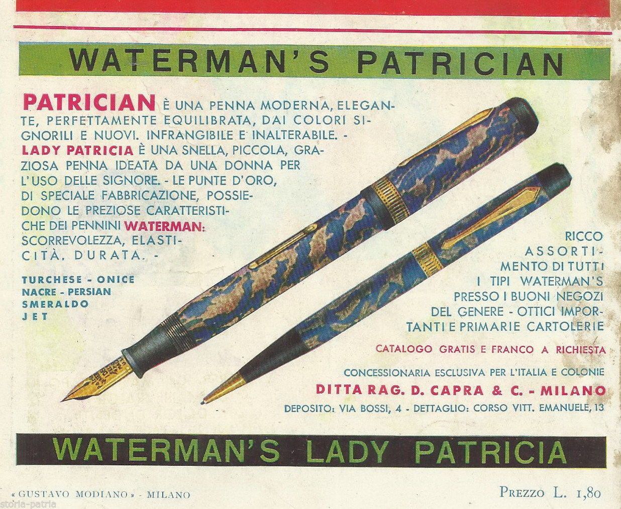 Pubblicità Waterman Patrician E Chianti Ruffino, Anni '900 TCI