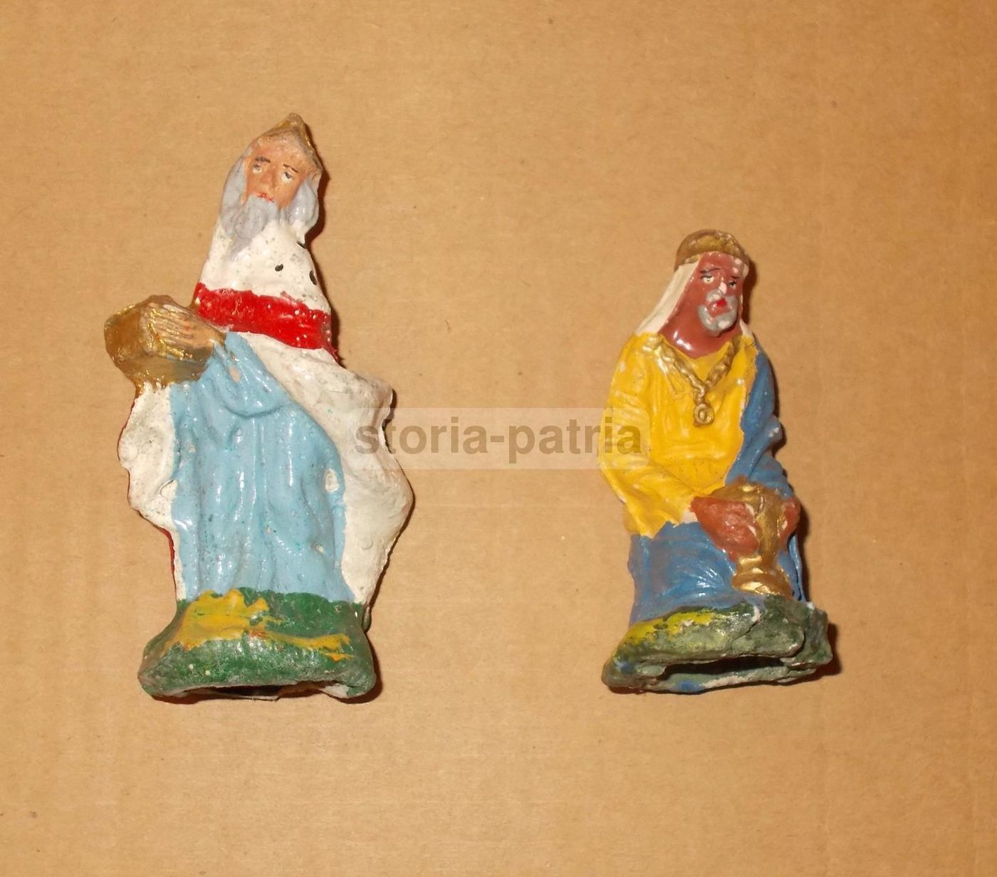 Coppia Statuine Re Magi Presepe Napoletano Anni '20 '30 Del '900