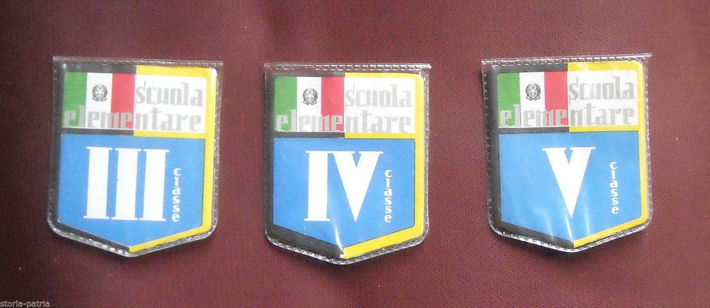 Distintivi Scuola Elementare Tricolore Brevetto Gorgoni Anni '60