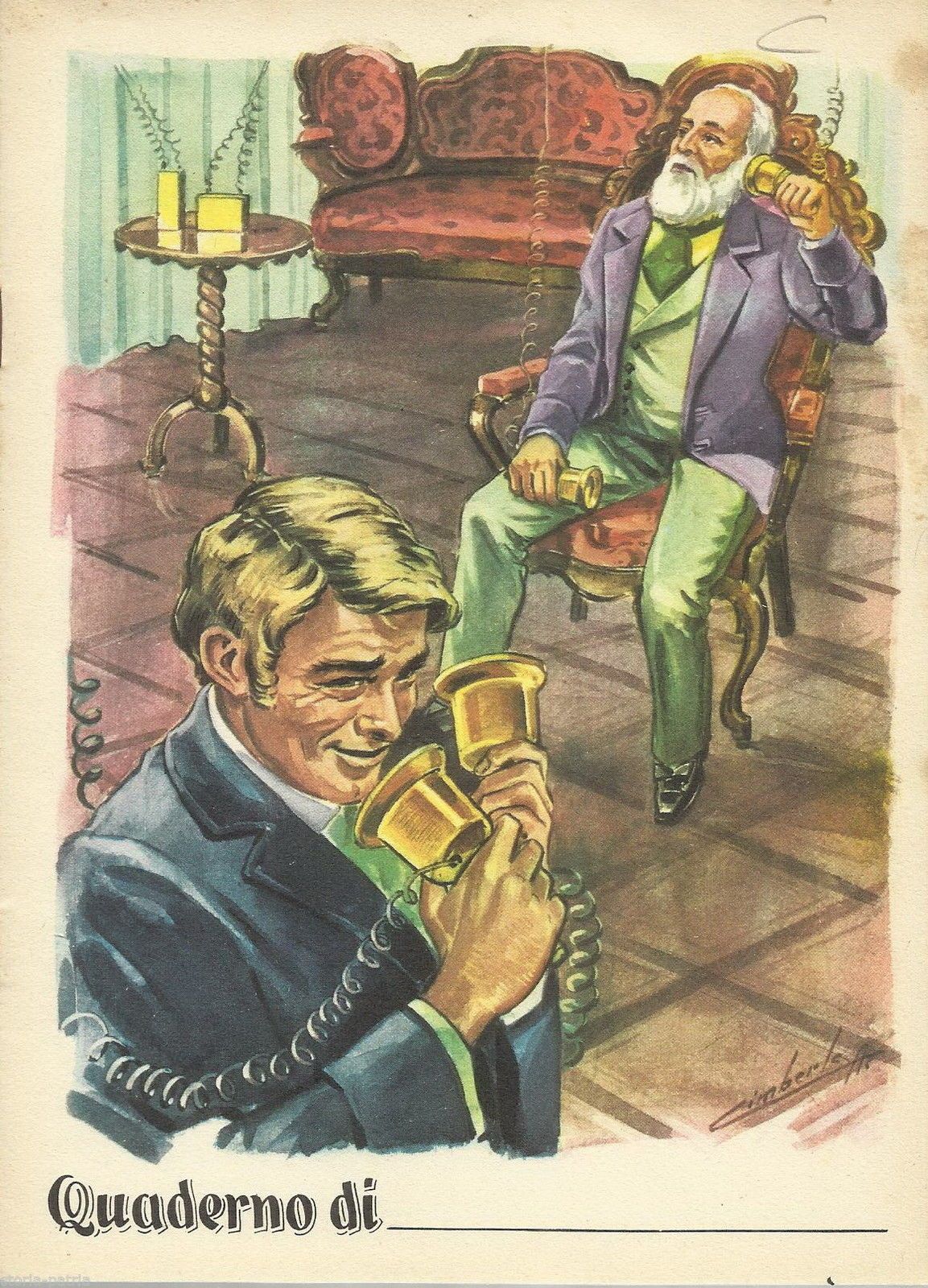 Quaderno Scolastico Meucci E Il Telefono, Anni '50, Oflito Torino