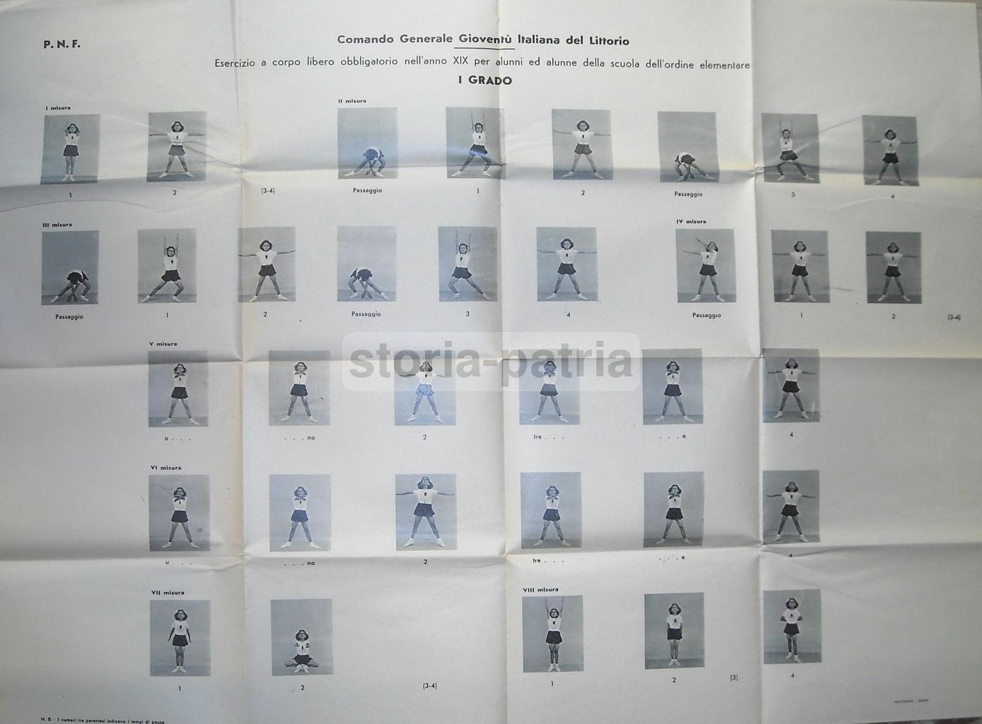 Stampa Esercizi Ginnici Scuola Elementare Anno XIX Epoca Fascista