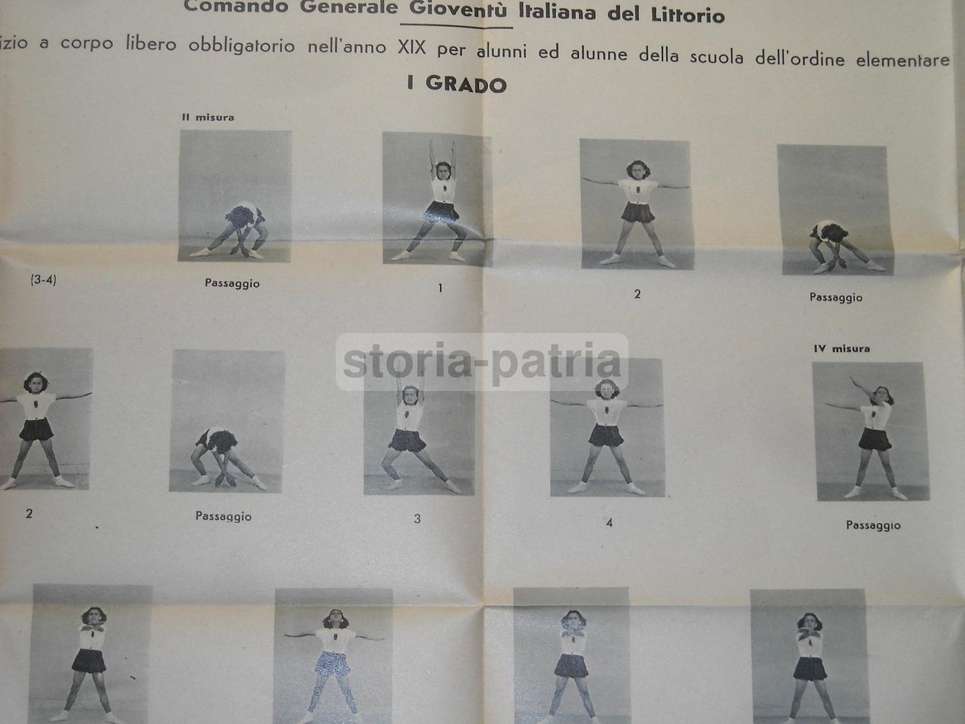 Stampa Esercizi Ginnici Scuola Elementare Anno XIX Epoca Fascista