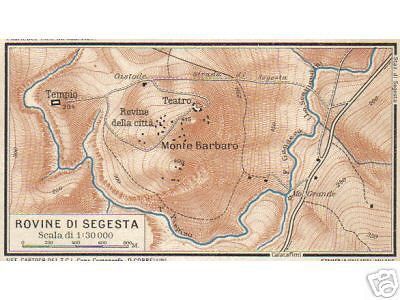 Mappa Topografica Delle Rovine Di Segesta, Trapani, Sicilia. Vallardi, Primi '900