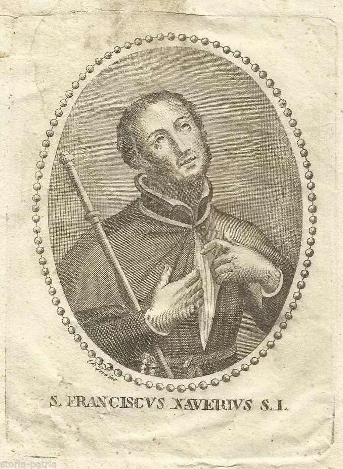 Saint Francis Xavier, Antique Engraving by P. Toro, Devotional Print