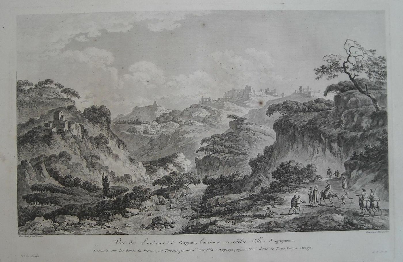 Girgenti Agrigento Veduta Antica Chatelet Masquelier Fiume Drago