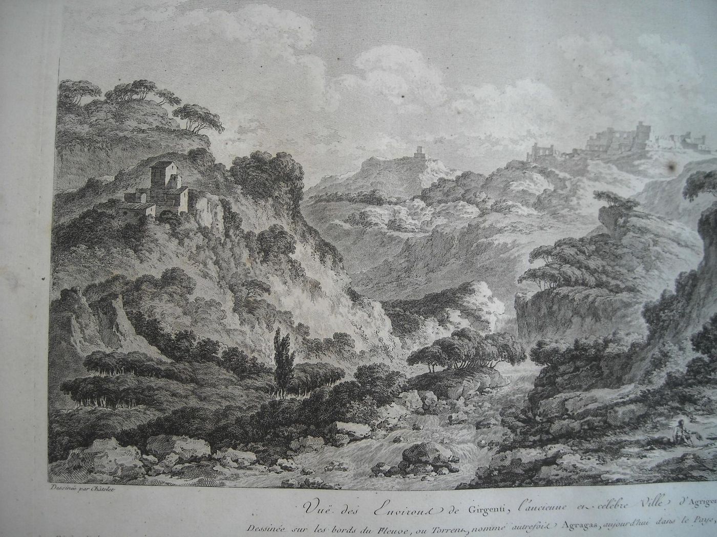 Girgenti Agrigento Veduta Antica Chatelet Masquelier Fiume Drago