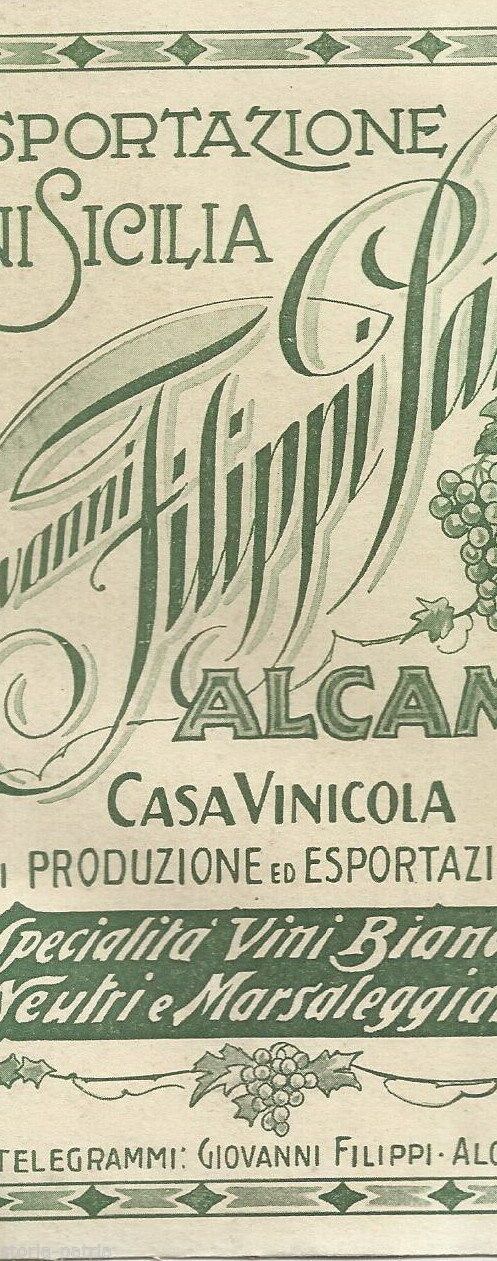 Depliant Pubblicitario Casa Vinicola Filippi Alcamo 1927 Sicilia