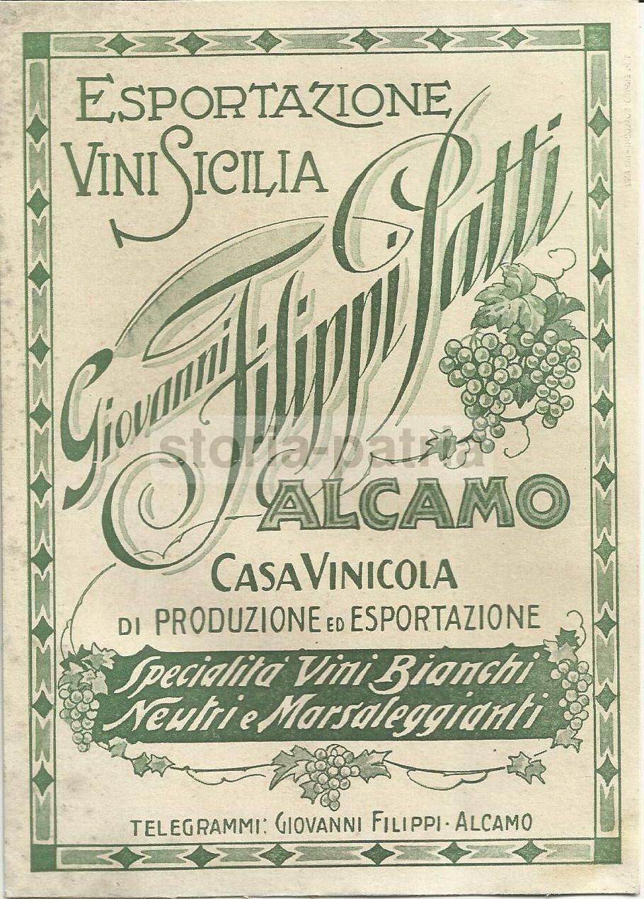 Depliant Pubblicitario Casa Vinicola Filippi Alcamo 1927 Sicilia