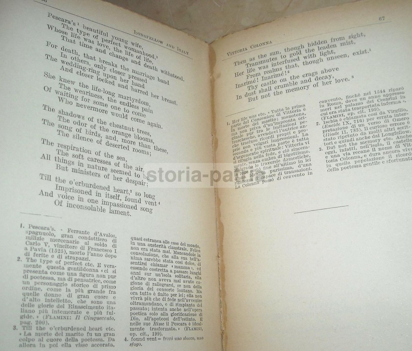 Longfellow And Italy. A Choice Of Poems. Signorelli, 1926. Edizione Rara