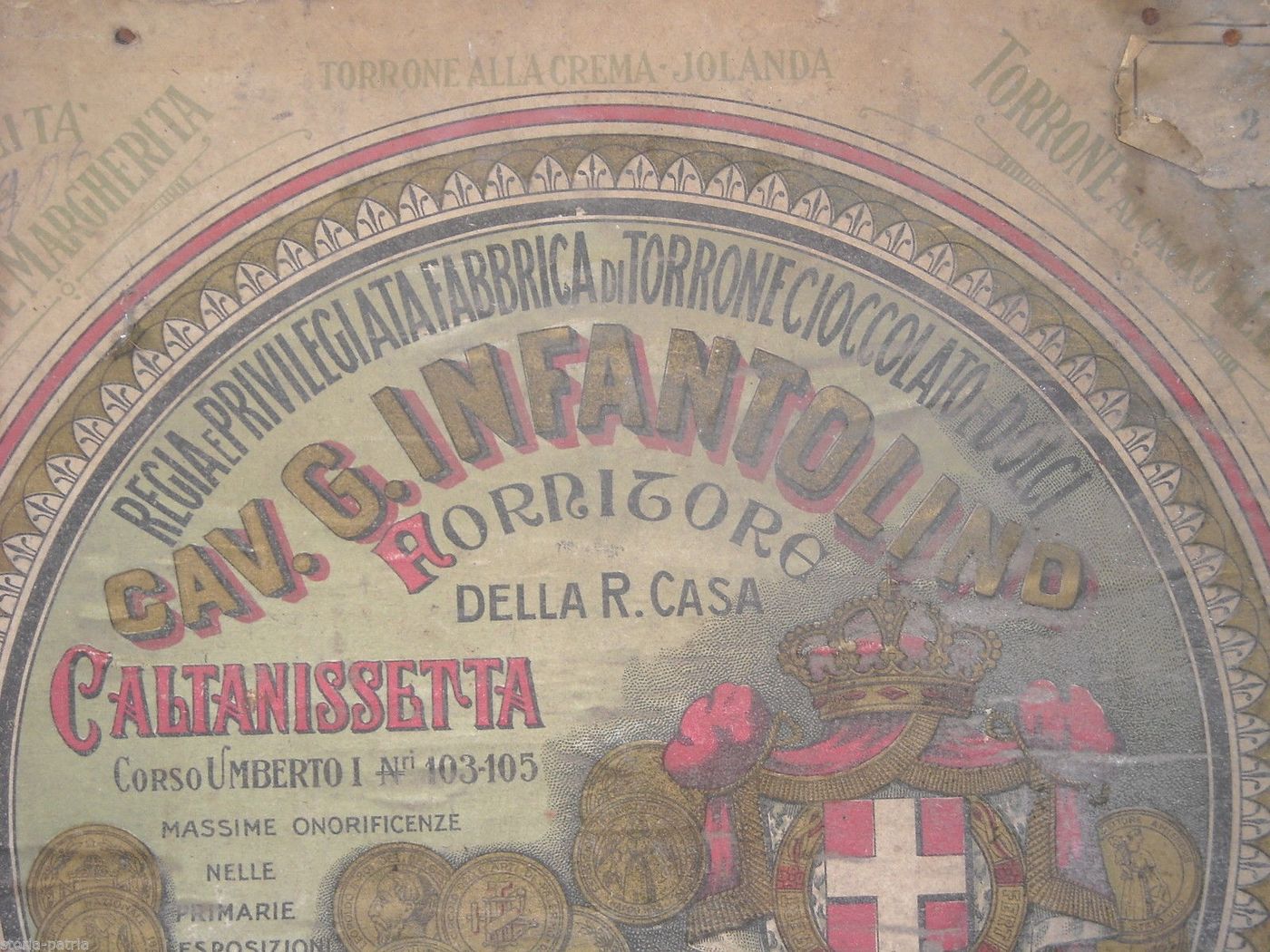 Pubblicità Antica Infantolino Caltanisetta, Torrone E Cioccolato, 1920