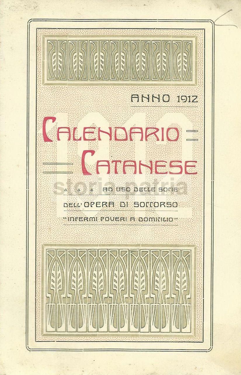 Almanacco Opera Soccorso Infermi Catania 1912 Madonna Ogninella