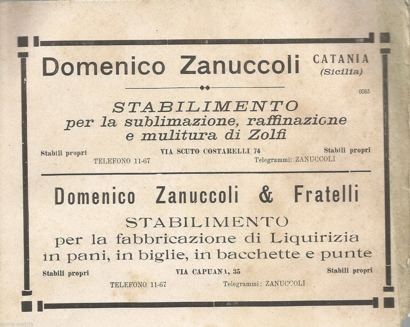 Zanuccoli Catania: Pubblicità Antica Zolfo E Liquirizia, Anni '20