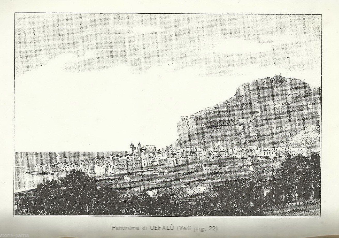 Antica Veduta Panoramica Di Cefalù, Sicilia. Stampa Originale, 1890 Circa
