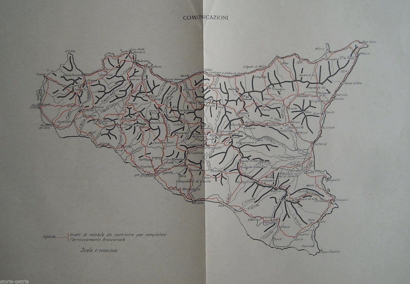 Mappa Topografica Militare Sicilia 1940 Viabilità E Ferrovie