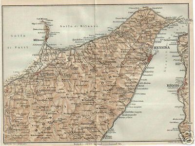 Mappa Geografica Messina E Reggio Calabria 1900
