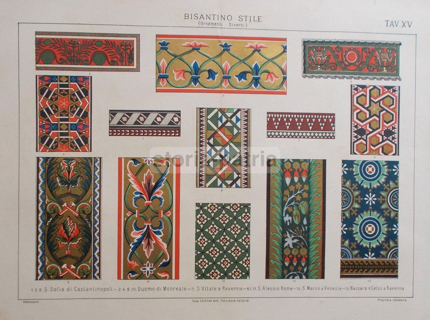 Stampa Antica Arte Bizantina Monreale Ravenna Venezia Vallardi