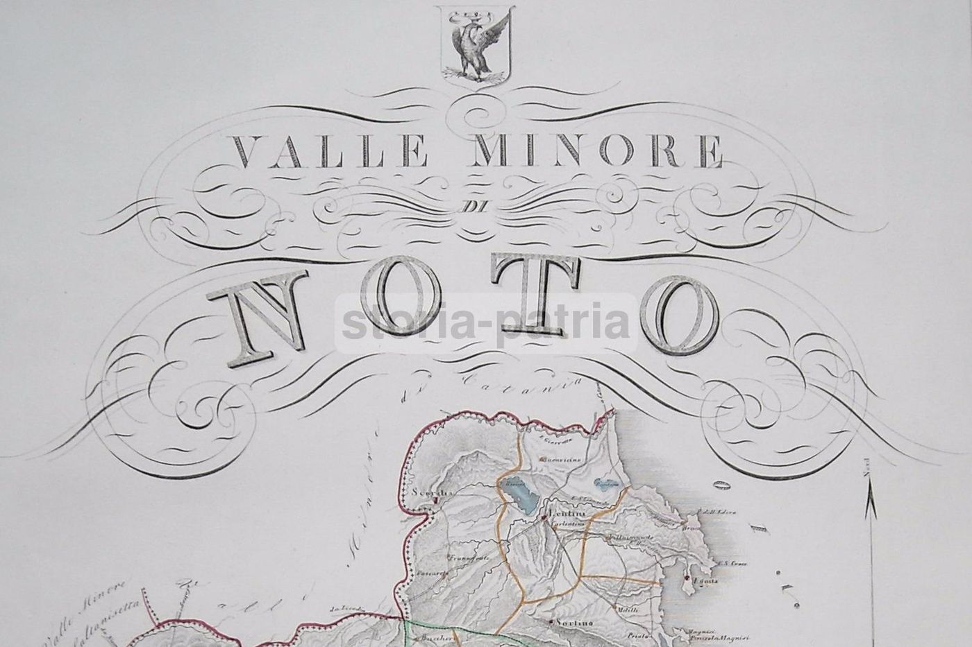 Mappa Antica Valle Minore Di Noto, Sicilia, Gabriello De Sanctis
