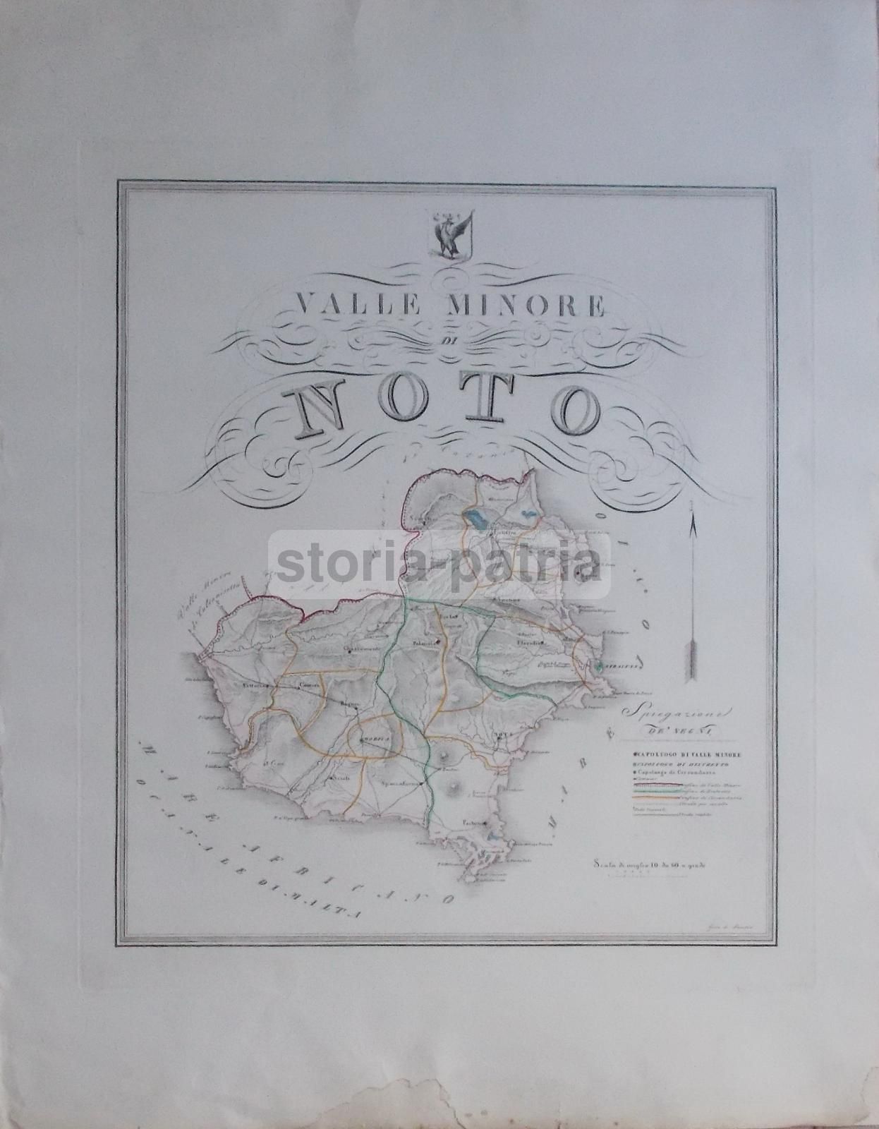 Mappa Antica Valle Minore Di Noto, Sicilia, Gabriello De Sanctis