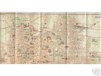 Antica Mappa Topografica Di Palermo, Sicilia. Inizio '900, Vallardi, TCI