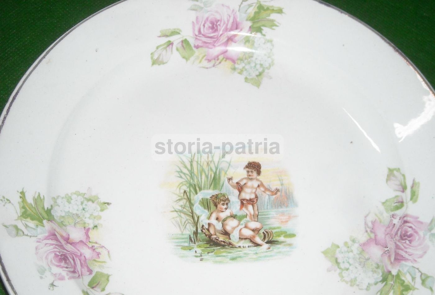 Piatto In Ceramica Florio Palermo Con Decori Floreali E Putti (Liberty)