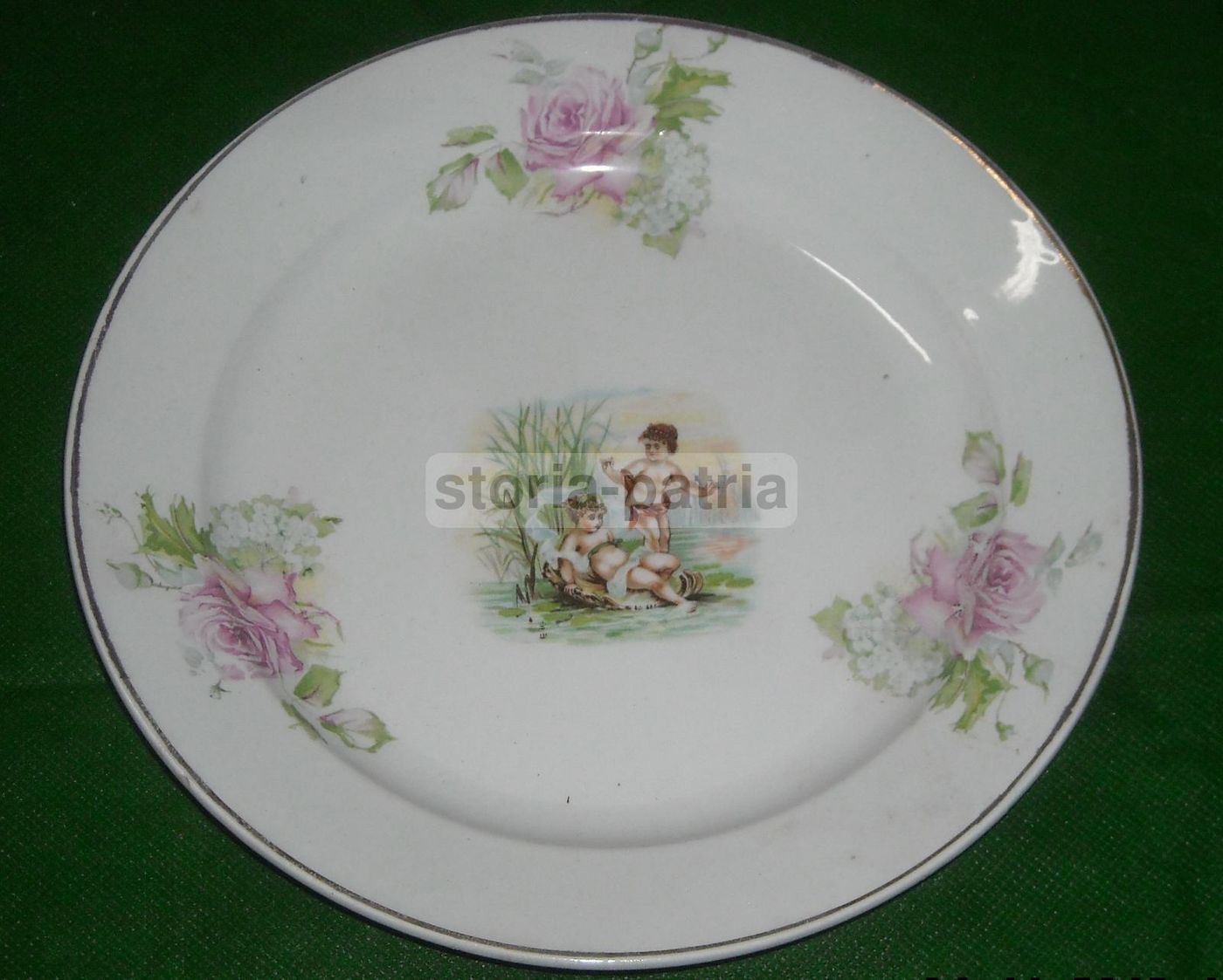 Piatto In Ceramica Florio Palermo Con Decori Floreali E Putti (Liberty)