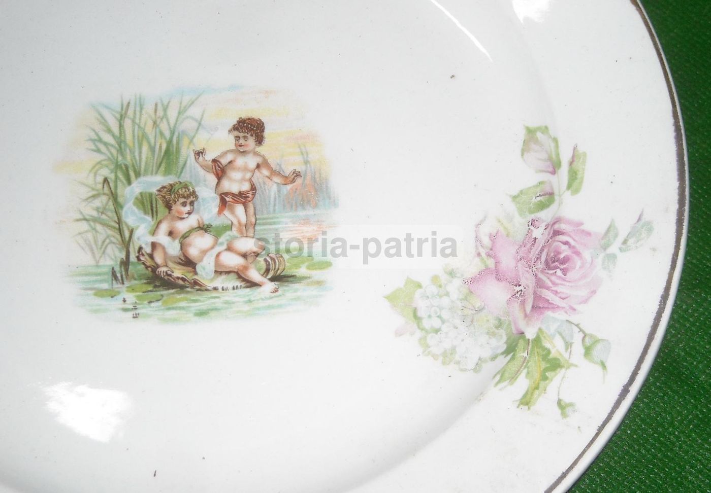 Piatto In Ceramica Florio Palermo Con Decori Floreali E Putti (Liberty)