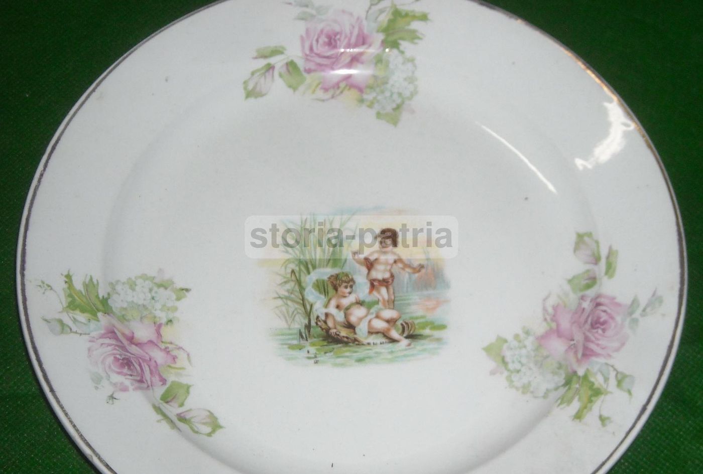 Piatto In Ceramica Florio Palermo Con Decori Floreali E Putti (Liberty)