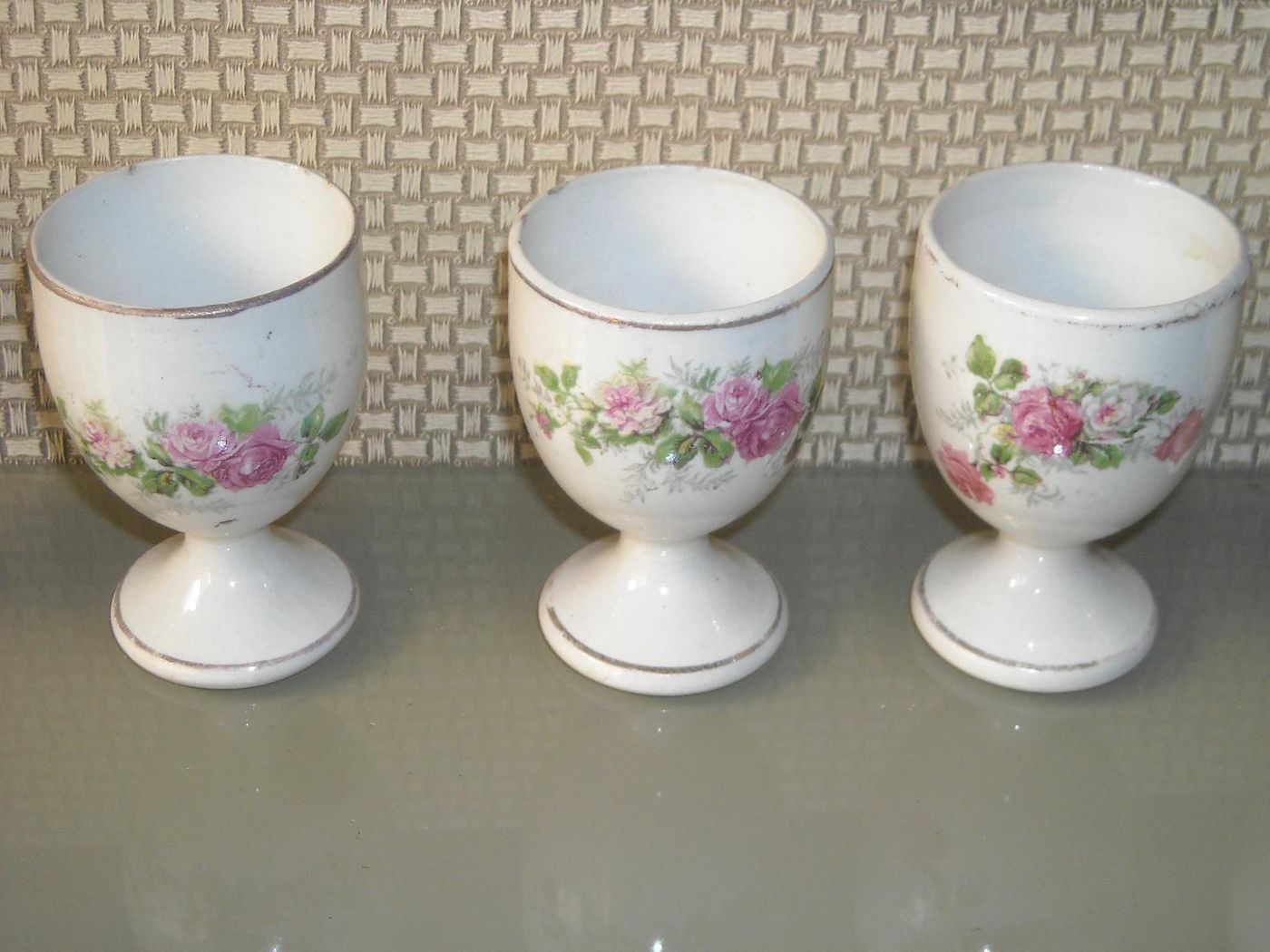 Set 6 Portauova In Ceramica Siciliana A Motivi Floreali, Palermo, Epoca 1920