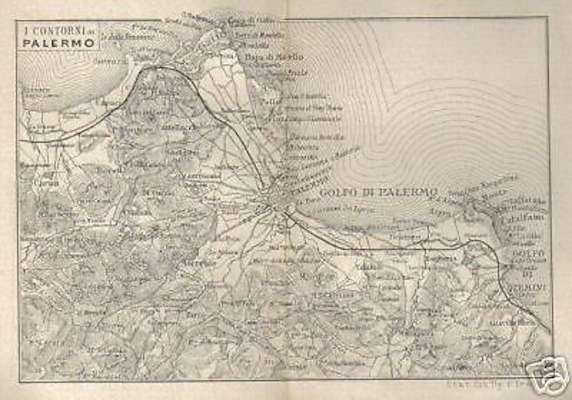 Mappa Antica Di Palermo E Dintorni, Fine '800, Treves
