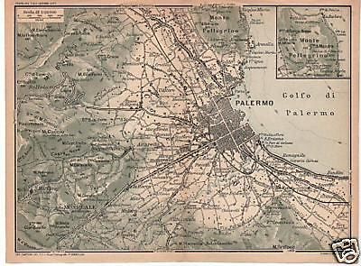Antica Mappa Topografica Di Palermo E Dintorni Vallardi TCI