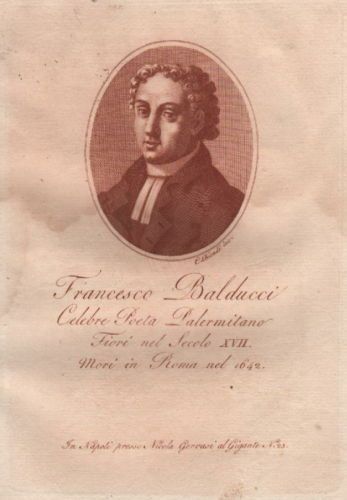 Francesco Balducci Poeta Palermitano: Incisione Originale Del 1818