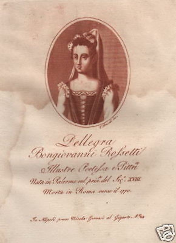 Ritratto Di Pellegra Bongiovanni Rossetti, Incisione Antica, 1818