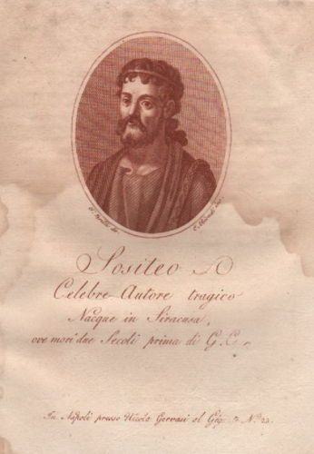 Sosileo Autore Tragico Siracusa Incisione Antica 1818 Zerilli