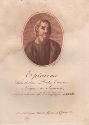Epicarmo, Poeta Comico Di Siracusa. Incisione Di C. Biondi, 1818