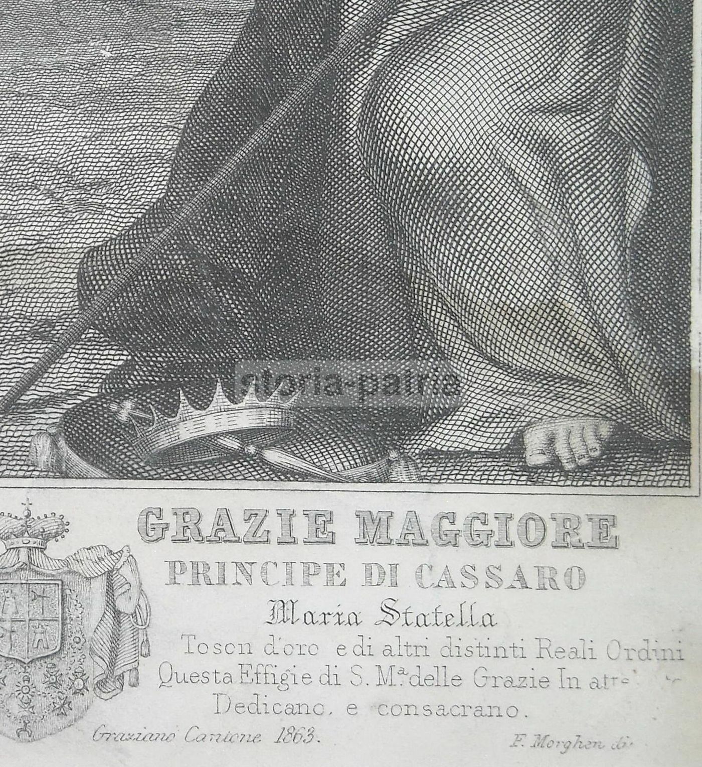 Incisione Madonna Delle Grazie, Principe Di Cassaro, Morghen, 1863