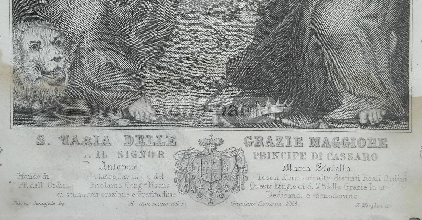 Incisione Madonna Delle Grazie, Principe Di Cassaro, Morghen, 1863