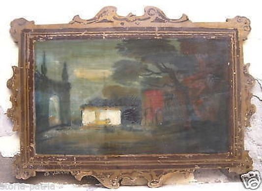 Pannello Dipinto Scenografia Teatrale Sicilia Paesaggio Notturno 1950