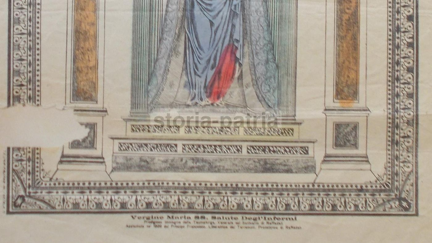 Stampa Litografica Madonna Della Salute, Raffadali, Sicilia, 1880 Circa