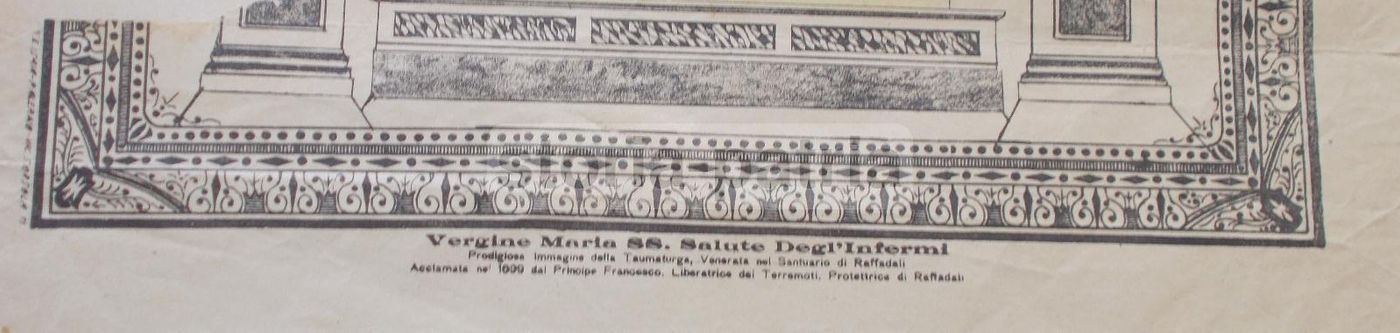Stampa Litografica Madonna Della Salute, Raffadali, Sicilia, 1880 Circa