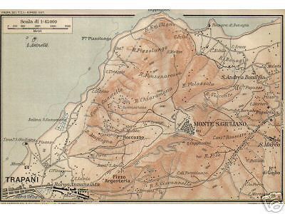 Mappa Antica Trapani E Monte San Giuliano, Isola Asinelli (TCI)