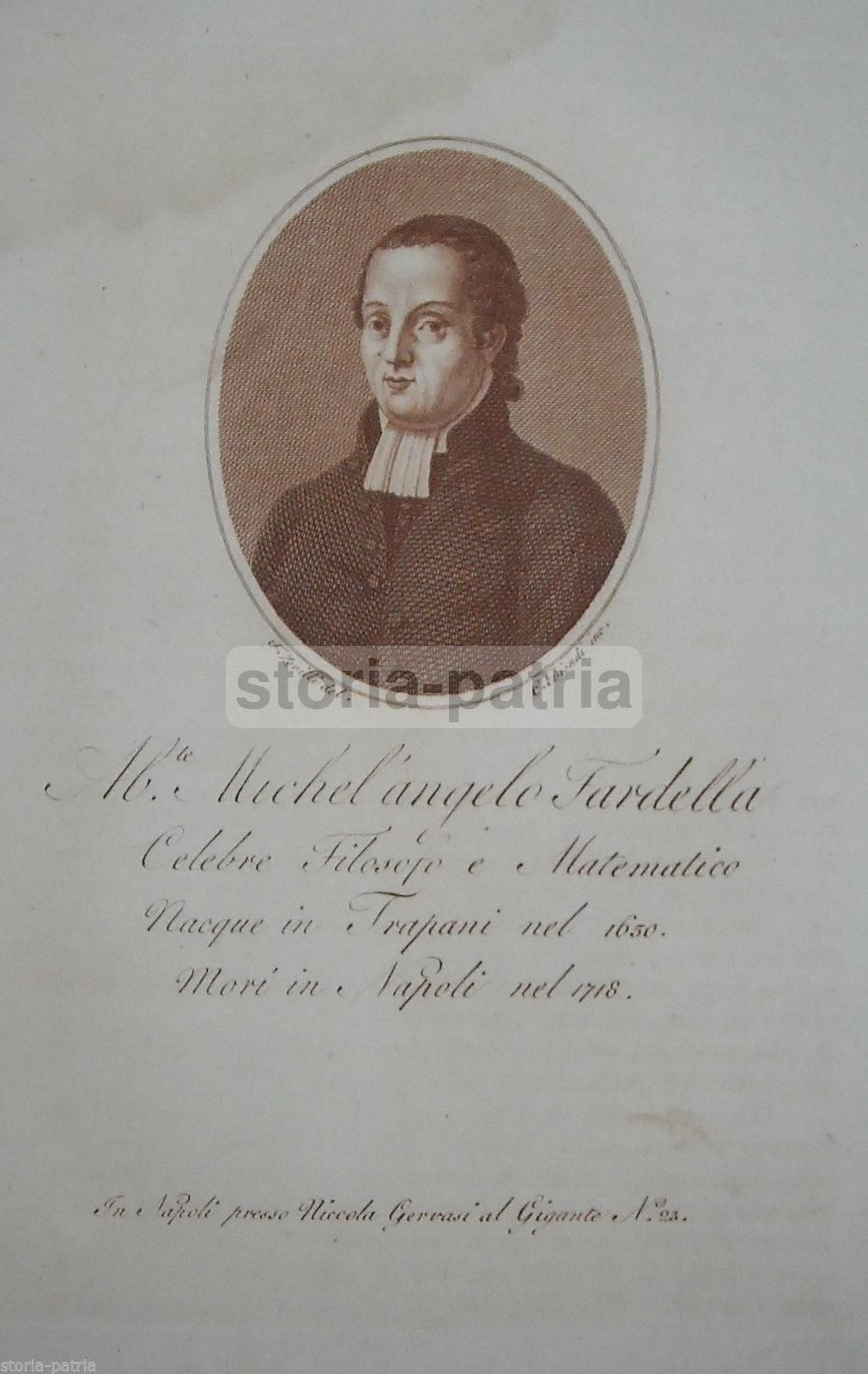 Michel'Angelo Fardella, Filosofo E Matematico Di Trapani. Incisione Di C. Biondi, 1818.