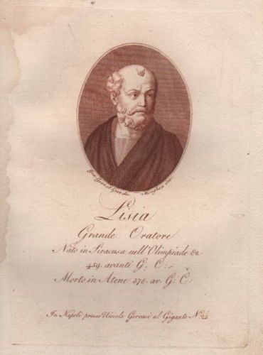 Lisia Oratore Di Siracusa: Incisione Originale 1818 Morghen
