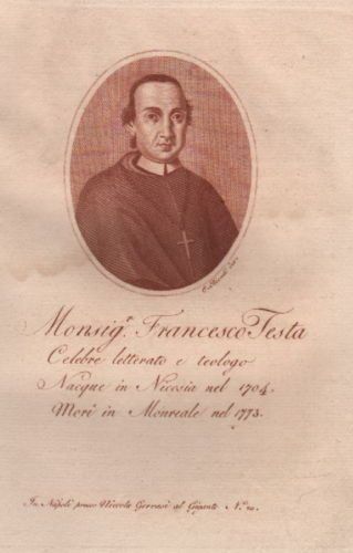 Incisione Mons. Francesco Testa, Nicosia E Monreale, C. Biondi, 1818