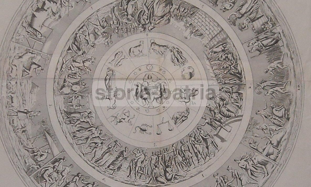 Incisione Antica: Mitologia, Astrologia E Costellazioni Di L. Podestà, 1850 Circa